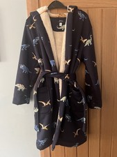 Boys Joules Navy Blue Dinosaur Dressing Gown - Fleece Lined - 9-10 Years