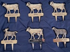 Set 6 Vintage Silea Silver Plated Animal Cheese Markers Picks Made in France