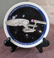 Vintage 90s Hamilton Star Trek Starship Enterprise 4" Porcelain Colletors Plate.