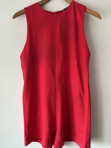 Zara red sleeveless playsuit