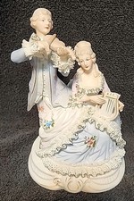 Vntg Victorian Couple Playing