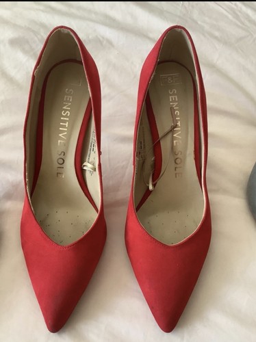 Women red faux suede - red, court