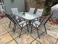 Metal Garden Dining Set Glass Parasol Table And Chairs 2-6 Seater Outdoor Dining