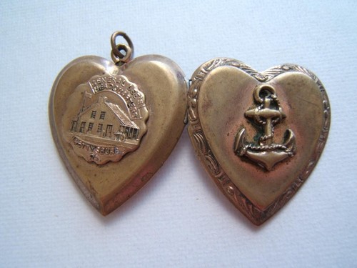 Antique heart locket - gf,
