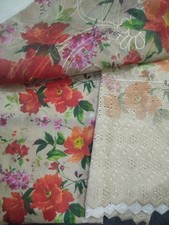 Pakistani Chicken Kari Lawn  Ustitched Shalwar Qameez Dupatta Suit Purple Green