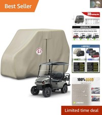 Durable Heavy Duty Golf Cart Cover in Light Tan - Fits Most 2-4 Passenger Models