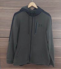 Under Armour Mens Large Threaborne Full Zip Fleece Lined Hoodie Khaki