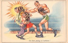 POSTCARD  BOXING MATCH THE