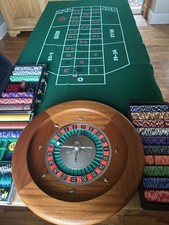 Quality 50cm Mahogany Roulette Wheel 1000 Chips With Carry Cases, Baize Game Mat