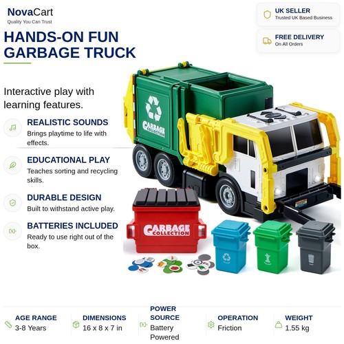 Garbage truck toy light - garbage,