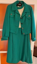 Midcentury Dress suit Two Tone Dress Womens Mod Suit Green W