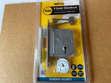 YALE 3 LEVER DEADLOCK UNUSED IN PACK FOR INTERNAL WOODEN DOORS WITH 2 KEYS
