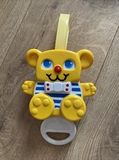 Vintage 1988 Matchbox Pull String Musical Teddy Bear Cot Toy Moving Arms & Eyes