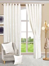 Luxury Crushed Velvet Curtains Eyelet Ring Top Ready Made Lined Pair Curtains