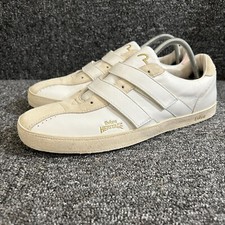 Evisu Heritage Trainers Mens UK 9 White Leather Hook and Loop Y2K Vintage