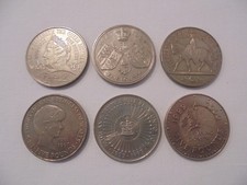 6 x UK - FIVE POUND COINS - 1993, 2 x 1997, 2 x 2000 & 2002 - ALL DIFFERENT