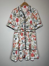 Kate Spade Picnic Perfect Blossom Floral Black Trim Button Up Shirtdress Sz 10
