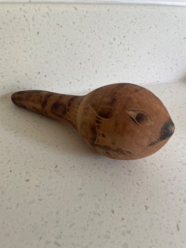 Vintage carved gourd - gourd, rattler