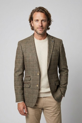 Men tweed suit - tweed, jacket