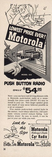 1953 motorola push button - motorola,