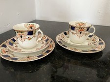 Antique English Imari Teacup Trios Hand Painted Floral Gilt c1820 Staffordshire 