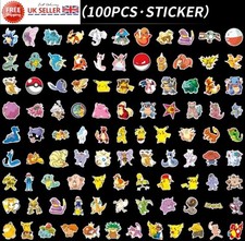 100 Pokemon Laptop Home Wall Window Kids Bedroom Fridge Stickers Pikachu UK NEW