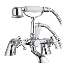 VICTORIAN Traditional Bath Filler Shower Mixer Bathroom Tap Chrome Solid Brass