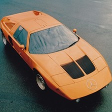 MERCEDES BENZ "C111 WANKEL ROARY ENGINE MODEL, FRONT, SIDE, OVERVIEW PHOTOGRAPH