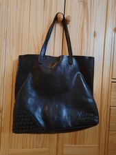 Black Leather Timberland Tote Bag With Inside Pocket and Star Pattern