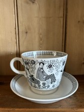 Arabia Finland Emilia, Rare Giant Cup/Saucer, Raija Uosikkinen, 1950s-60s