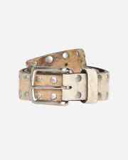 Stussy 8 Ball Studded Belt Raw Cow Hide Hair Tan Beige - Size Large / XL - NEW