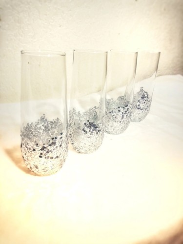 Stemless silver glitter - silver,