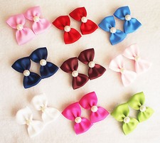 PAIR of Girls Baby Kids Children Hair Accessories Bows Alligator Clips Slides
