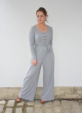 EX F&F GREY RIBBED BUTTON