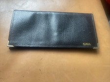 Bins Vintage Cheque Holder Calculator Wallet Black Leather Purse C M H