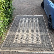 Original Hand Knotted Pakistan Bokhara Handmade Rug Beige Large Area Rug Huge