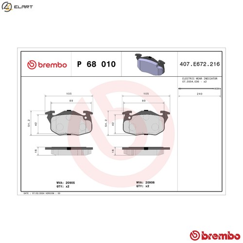 Brake pad set disc - set, 68