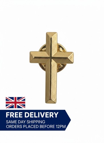 Christian cross pin lapel - cross, 3d