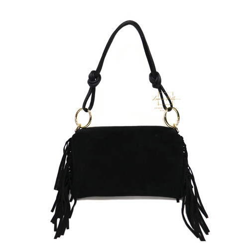 Small italian suede fringe - suede, bag