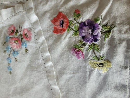Two vintage hand embroidered - vintage,