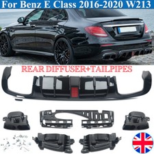 For 2016-2020 Mercedes E Class W213 E63 Sport Rear Diffuser+Exhaust Tips Black