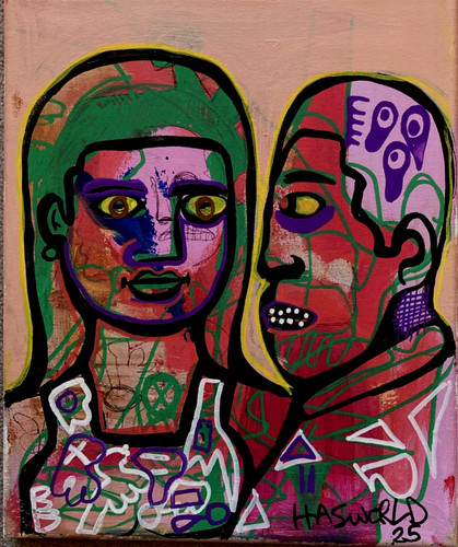 Hasworld acrylic painting - , on