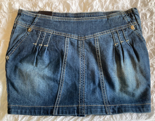 Dark blue denim mini - , skirt