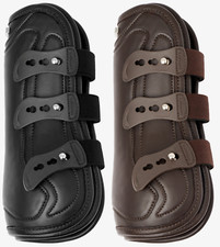 LeMieux Capella 3 Strap Tendon Boots Leather Elastic SJ Show Jumping Black/Brown