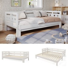 3FT Daybed Cabin Bed Single Sofa Guest Bed Pull out Trundle Wooden Bed White 