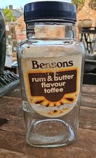 Vintage Large Glass Sweet Shop Jar 1960's Bensons Toffee's Storage Kitchen 