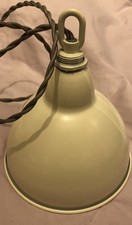 Cream Metal Pendant With Long Grey Rope Twist Wire & Natural Wooden Rose