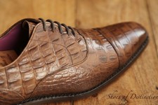 Joseph Cheaney Warwick Brown Crocodile Leather Oxford Shoes Men's UK 7 F US 8