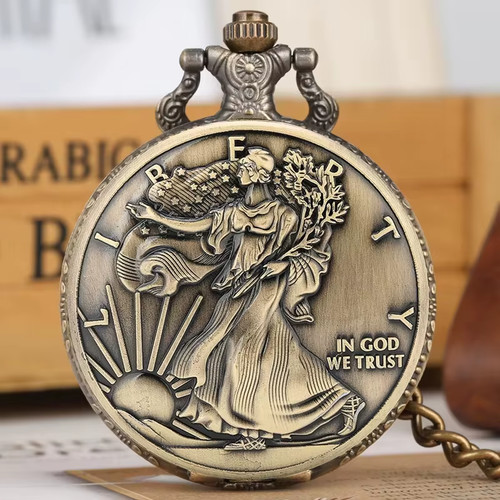 Lady liberty pocket watch - lady,