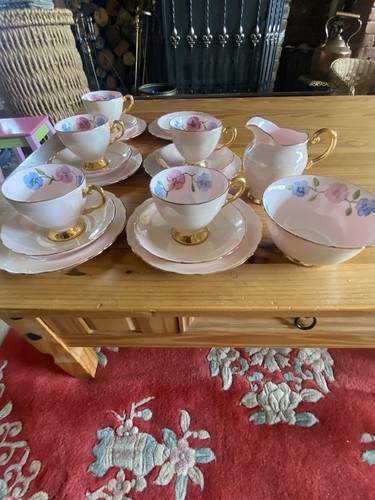 Vtg tuscan bone china - bone, pink
